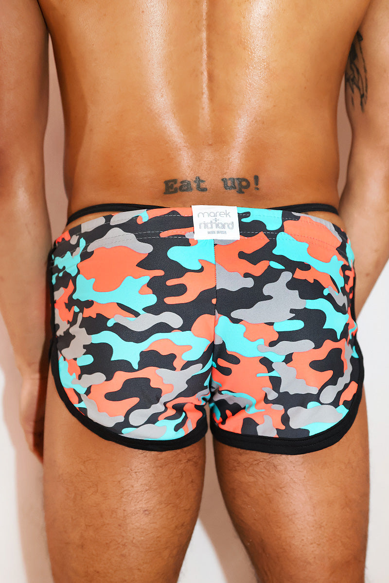 Neon Camo Shorty Shorts- Blue