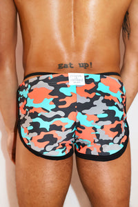 Neon Camo Shorty Shorts- Blue