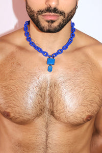 Locked Acrylic Chain Necklace - Royal Blue