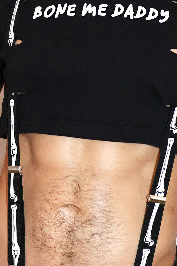 Bone Me Daddy Garter Extreme Crop Tee in Black, view 2