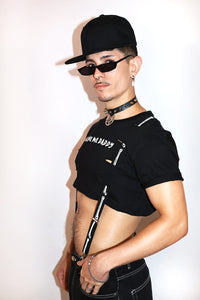Bone Me Daddy Garter Extreme Crop Tee-Black