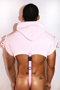 Thrills and Frills Bows Sleeveless High Cut Bodysuit- Pink