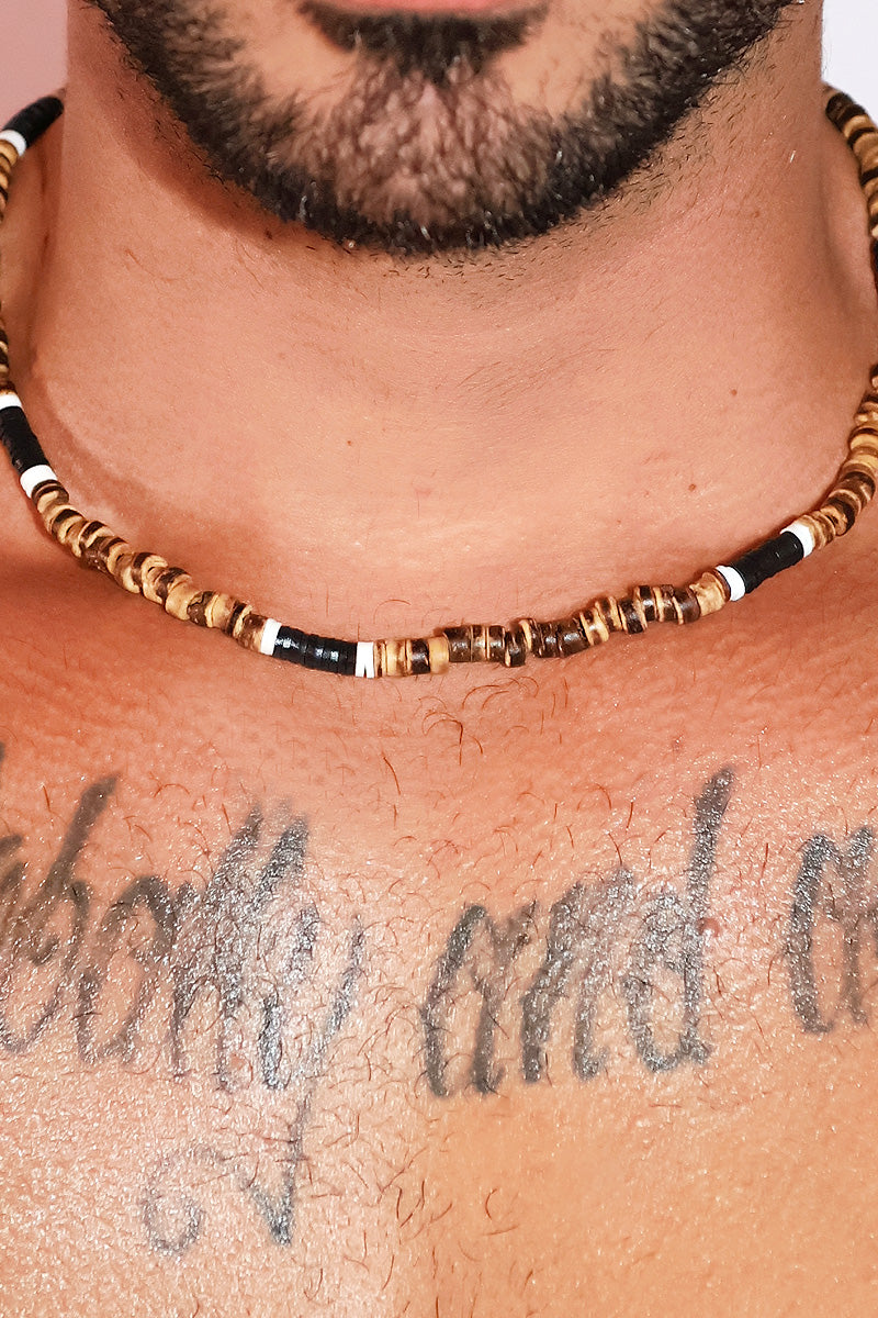 Coconut Club Beaded Pearl Necklace - Brown