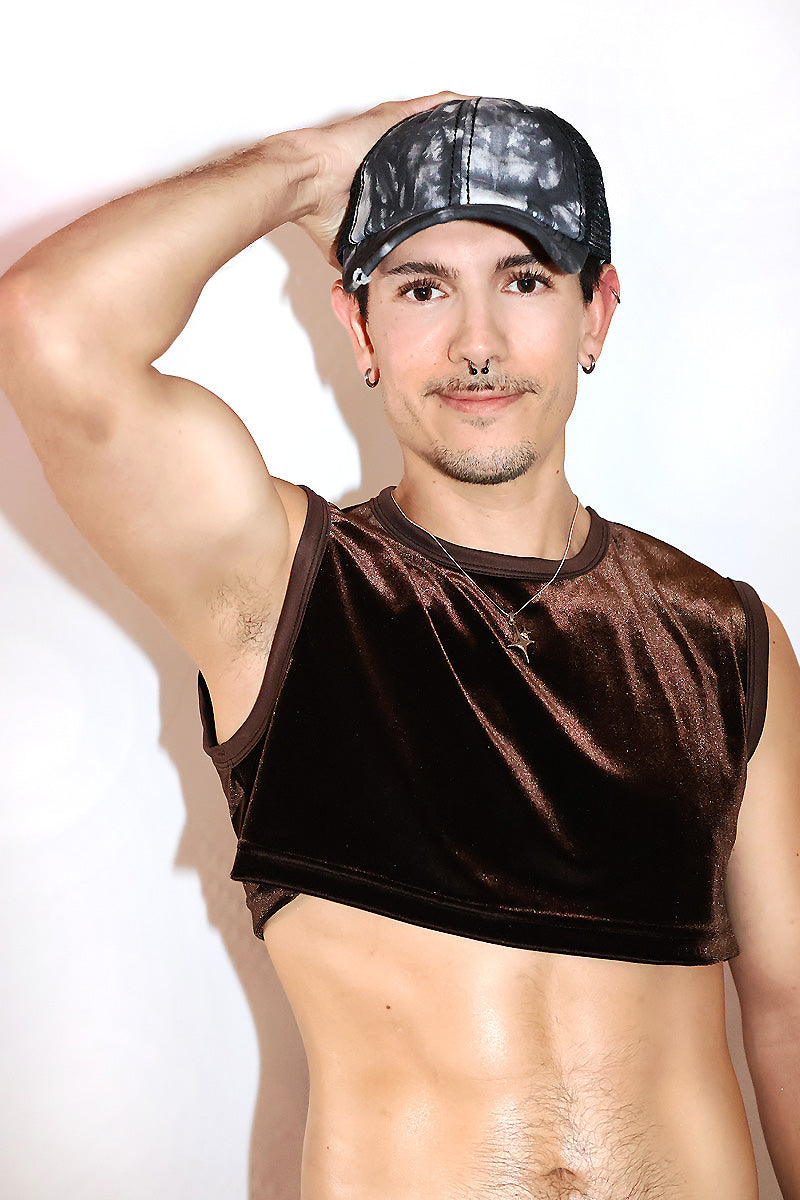 Velvet Extreme Crop Tank- Brown