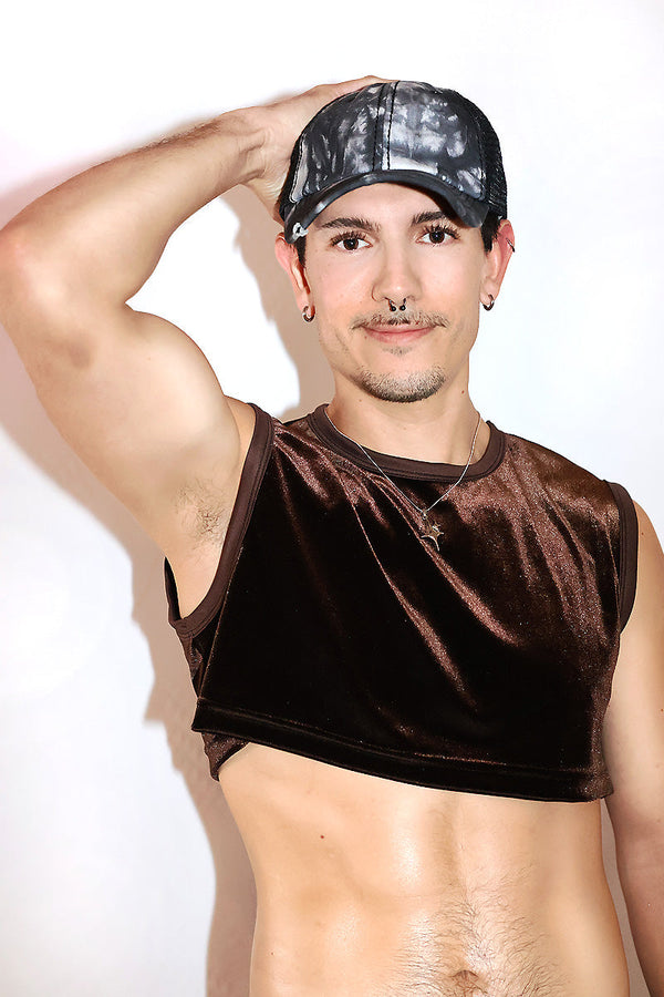 Velvet Extreme Crop Tank in Brown