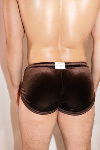 Velvet Shorty Running Shorts- Brown