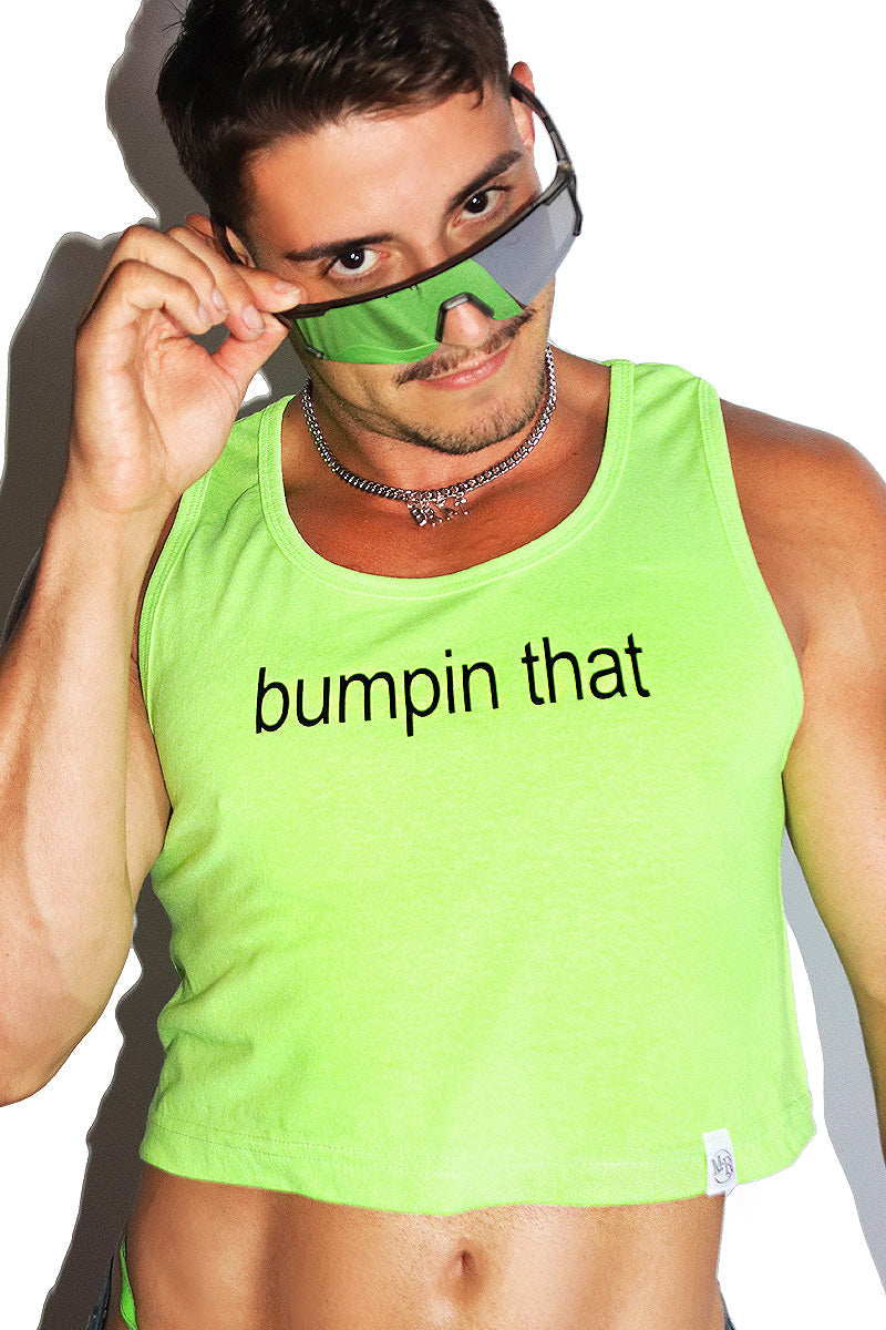 Bumpin That Crop Racerback Tank- Neon Green