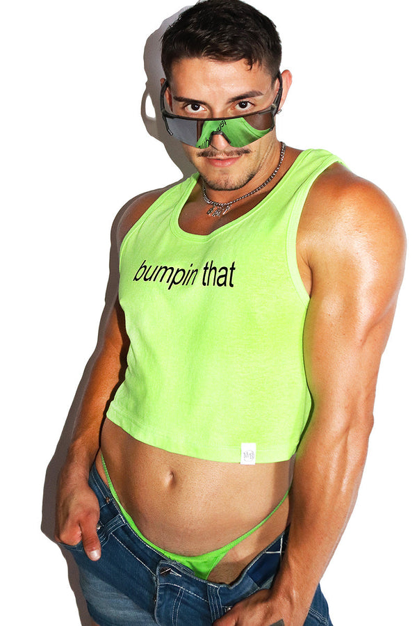 Bumpin That Crop Racerback Tank- Neon Green