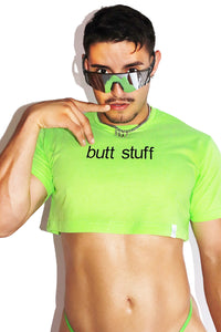 Butt Stuff Extreme Crop Tee-Neon Green