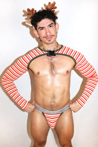 Vintage Candy Cane Buckle Arm Guard Harness- Red