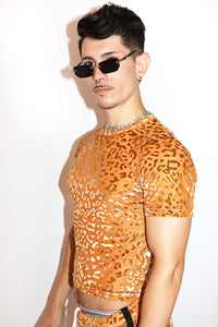 Sexy Feline Velvet Shorty Shorts- Orange