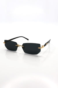 Rimless Rectangle Sunglasses- Black