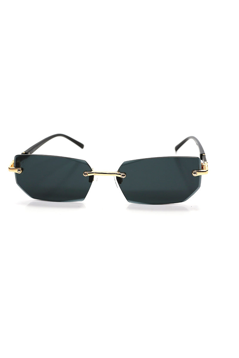 Rimless Rectangle Sunglasses- Black