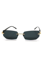 Rimless Rectangle Sunglasses- Black