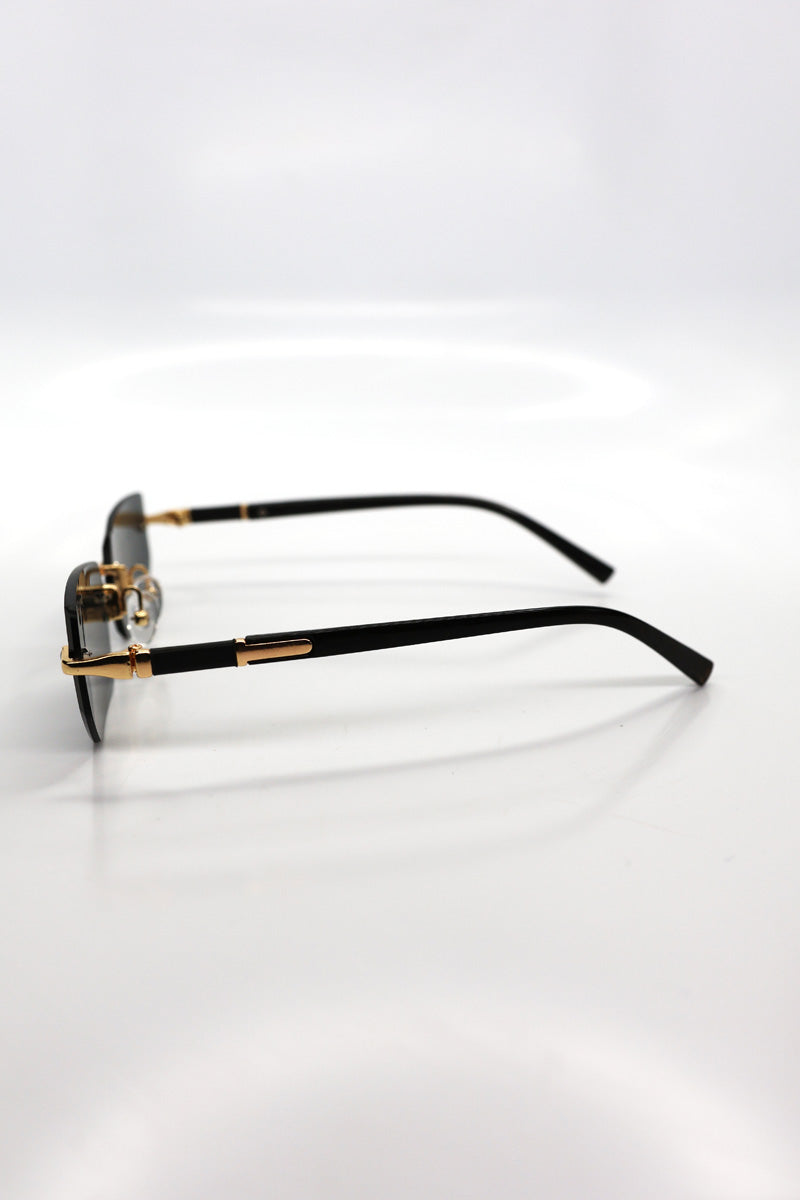 Rimless Rectangle Sunglasses- Black
