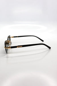 Rimless Rectangle Sunglasses- Black