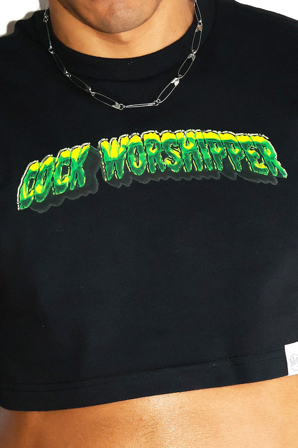 Cock Worshipper Extreme Crop Tank in Black, view 2