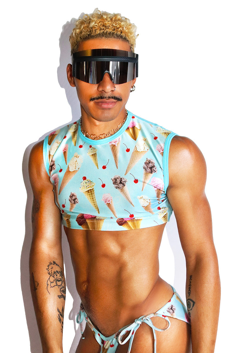 Coney Island Extreme Fitted Crop Tank- Sky Blue