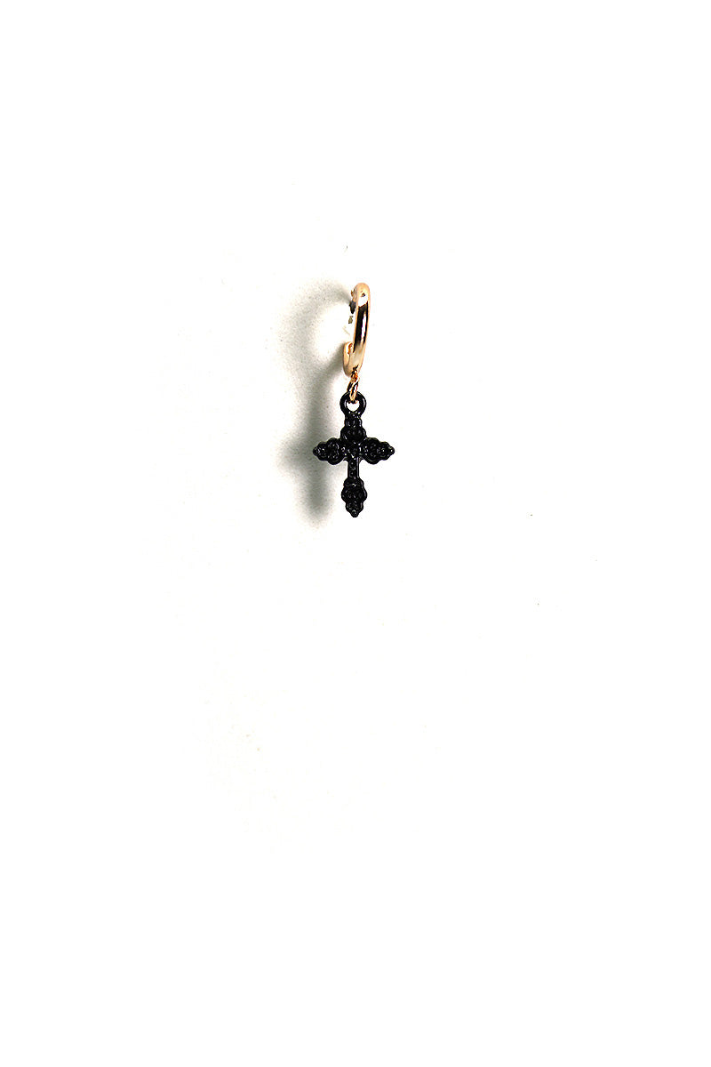 Gothic Church Stud Single Earring - Black