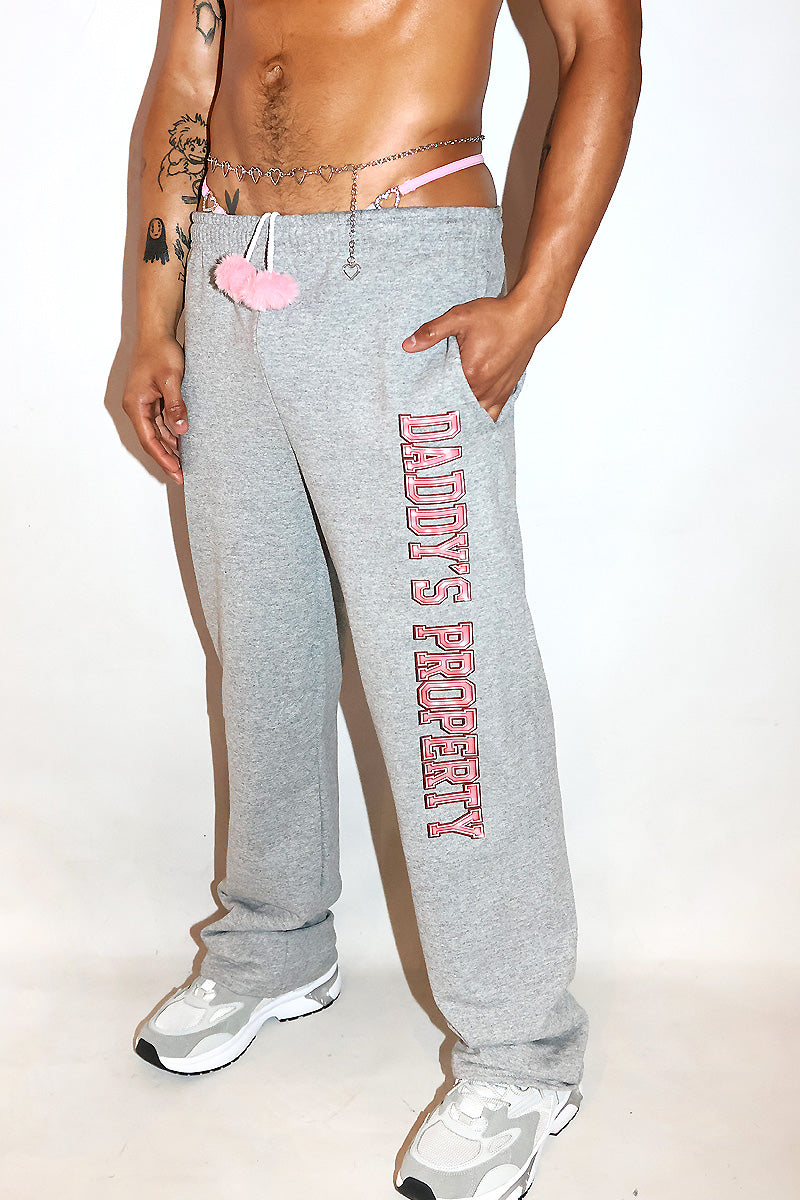 Daddy's Property Open Hem Sweatpants- Grey