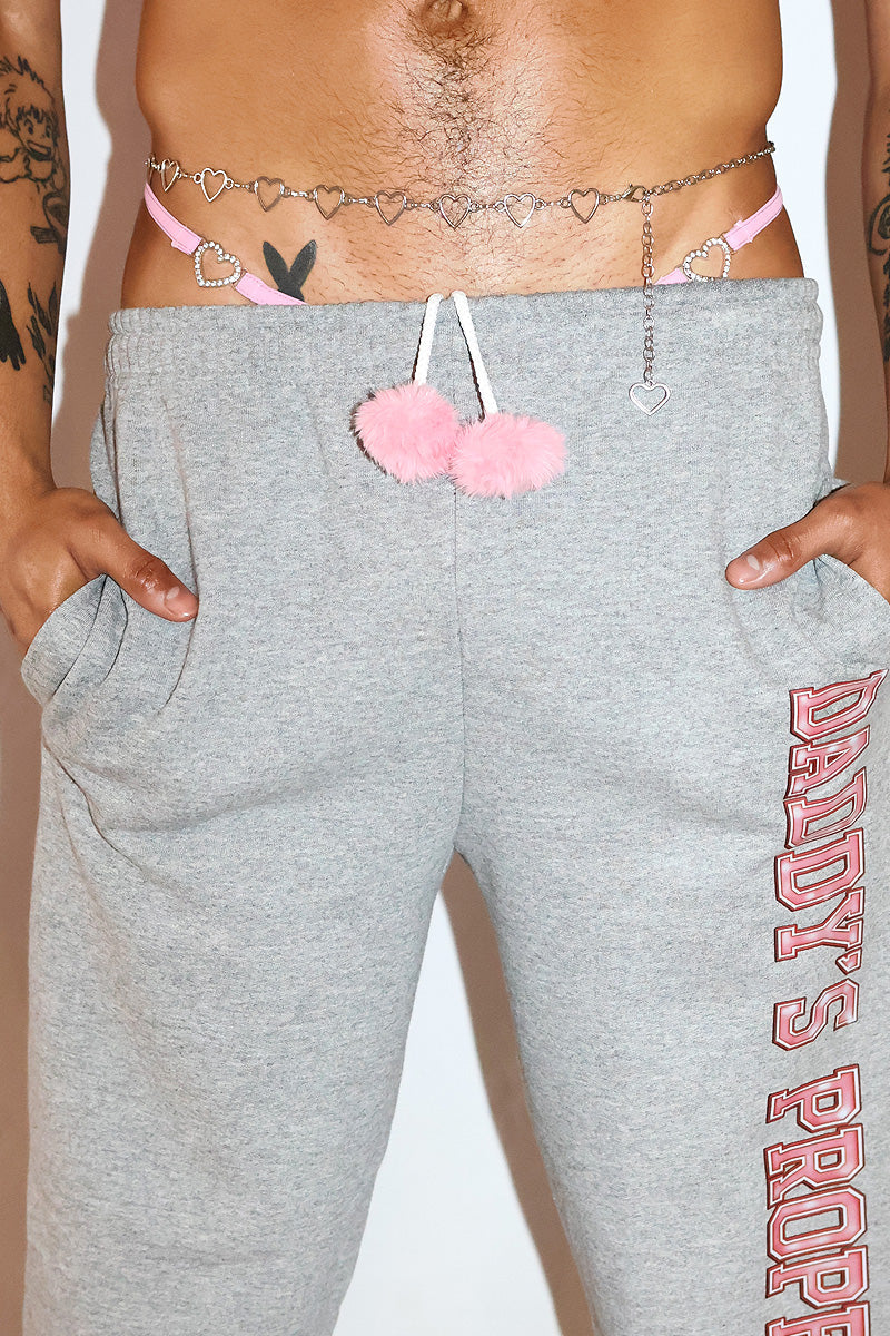 Daddy's Property Open Hem Sweatpants- Grey