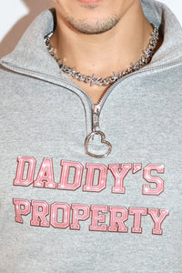 Daddy's Property Long Sleeve Crop Quarter Zip-Grey