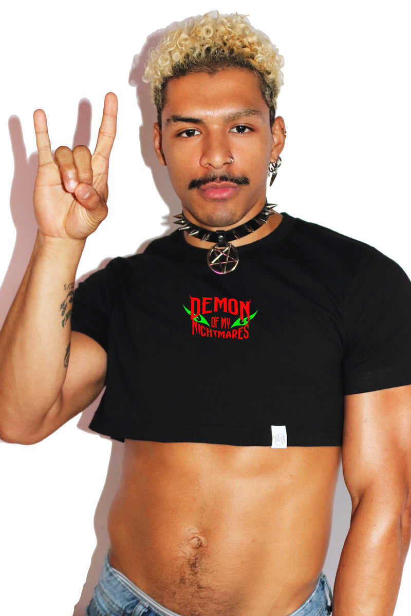 Demon Of My Nightmares Extreme Crop Tee-Black