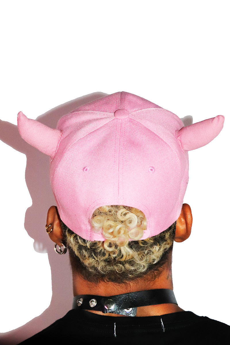 Very Demonic Horns Snap Back Hat- Pink