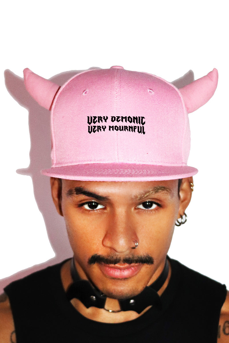 Very Demonic Horns Snap Back Hat- Pink