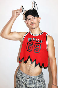 Devils 69 Team Jersey Crop Tank-Red