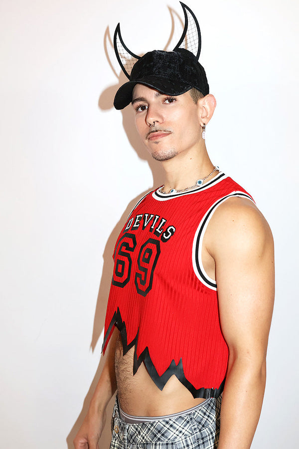 Devils 69 Team Jersey Crop Tank-Red
