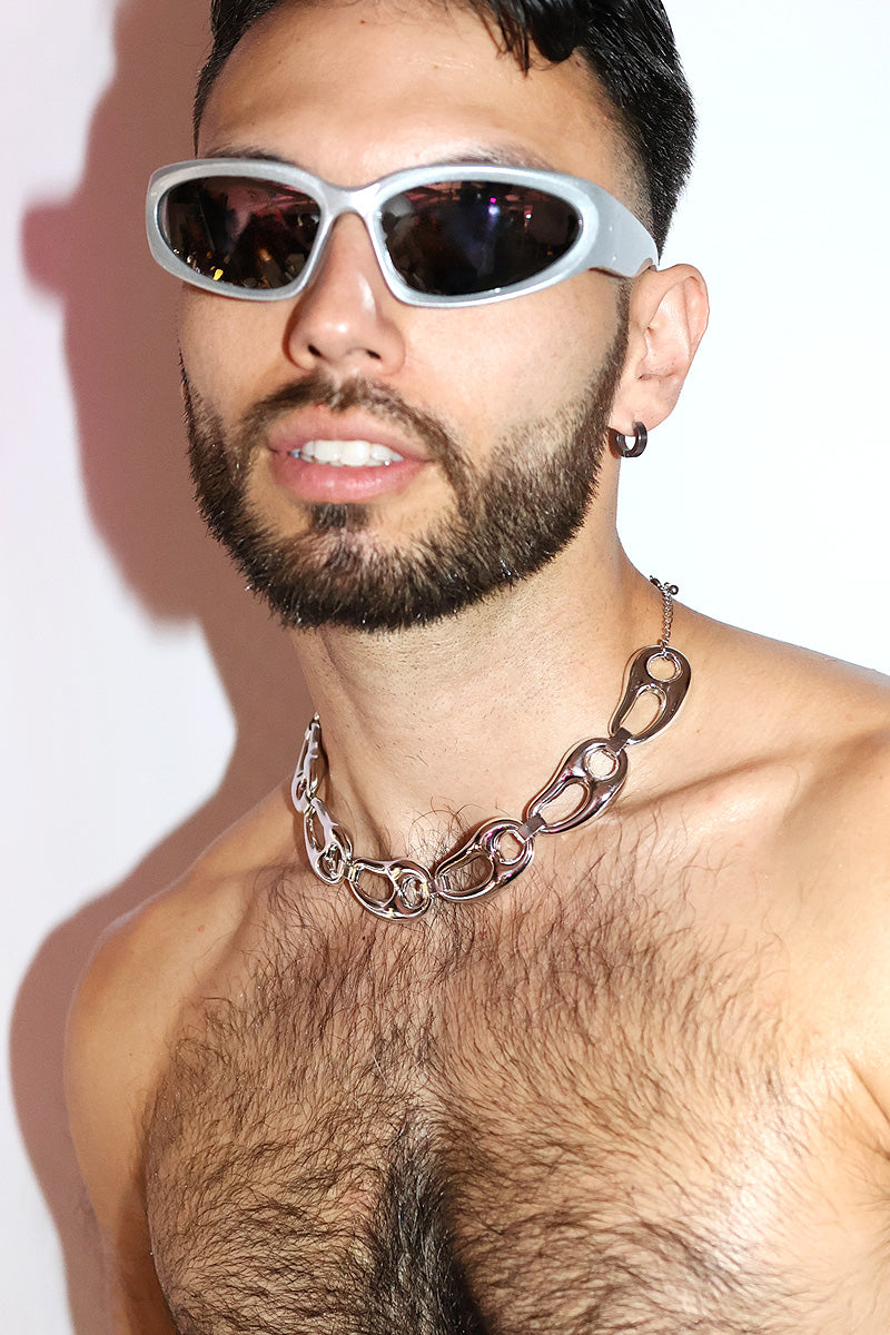 Distorted Tabs Necklace - Silver