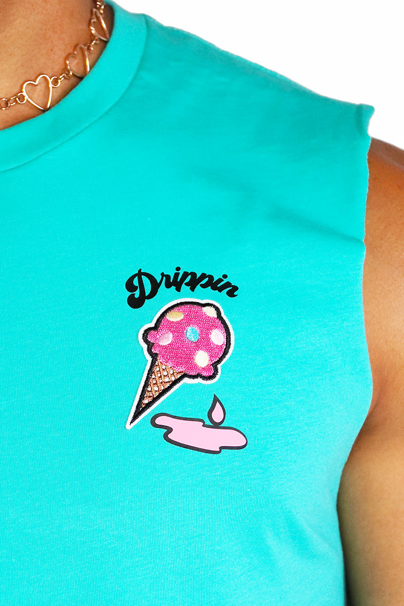 Drippin Crop Tank- Teal