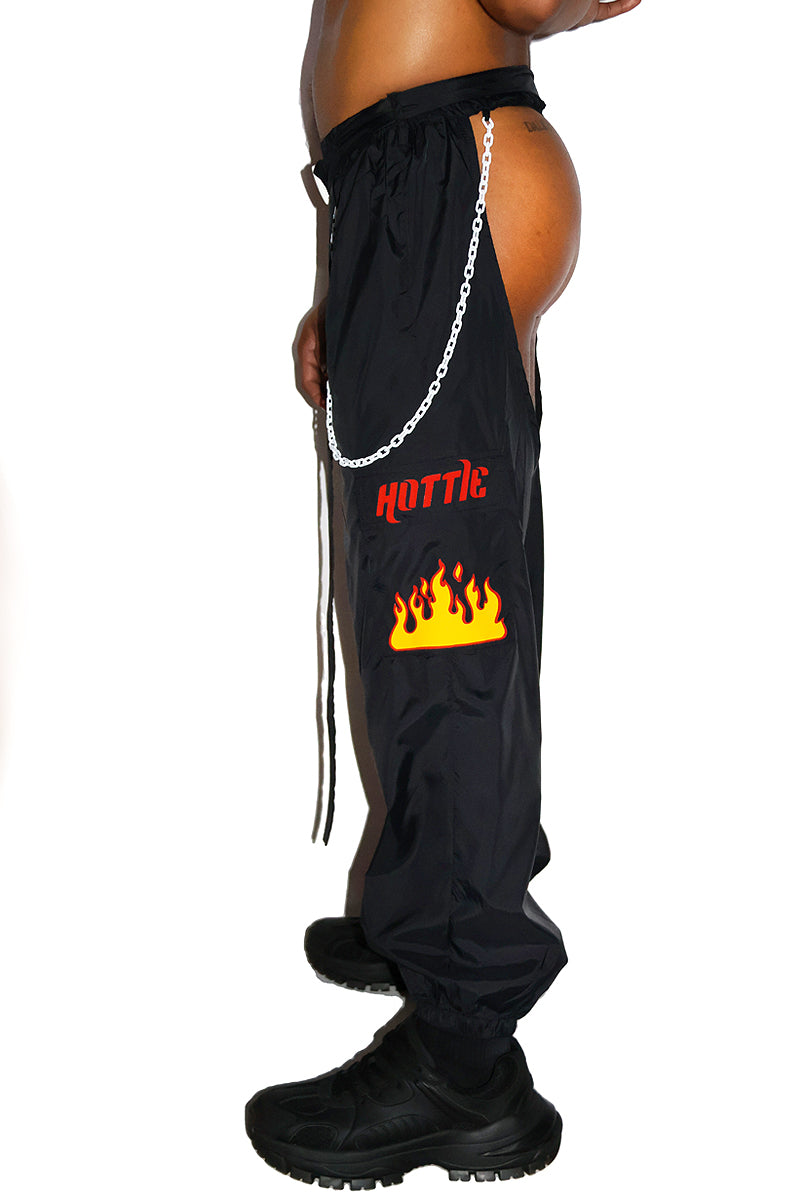 Fire Chaps Cutout  Joggers- Black