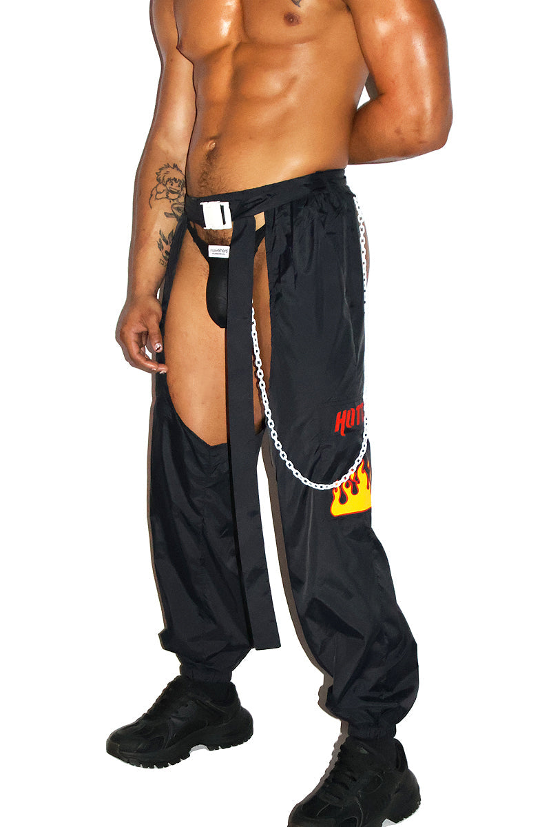 Fire Chaps Cutout  Joggers- Black