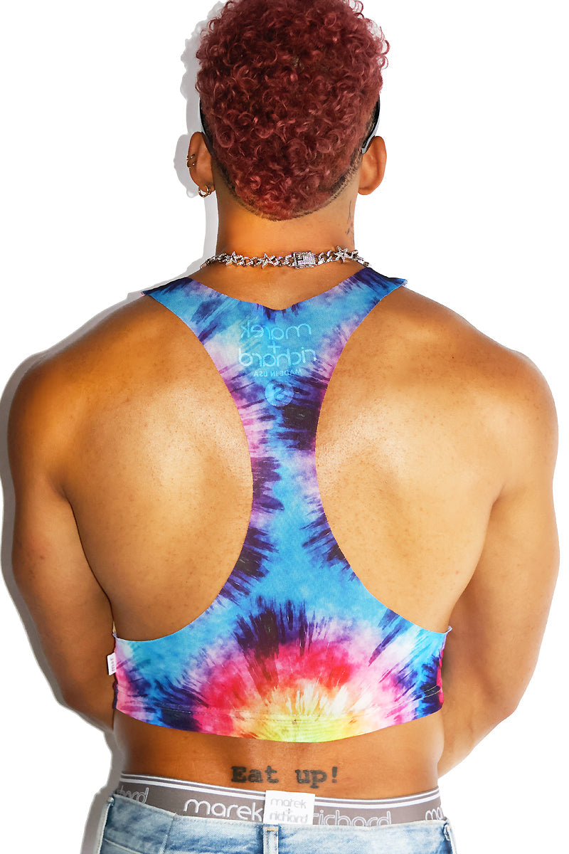 Mushroom Trip Mesh Crop Racerback Tank- Multi