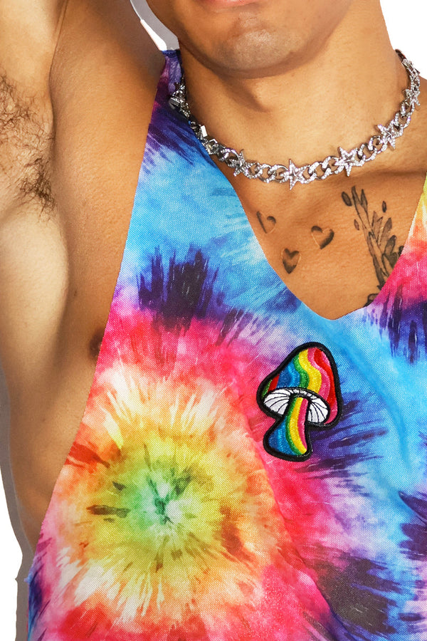 Mushroom Trip Mesh Crop Racerback Tank- Multi