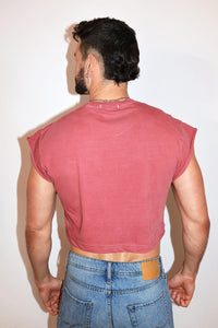 Exersizing My Demons Vintage Oversized Cutoff Crop Tee- Red