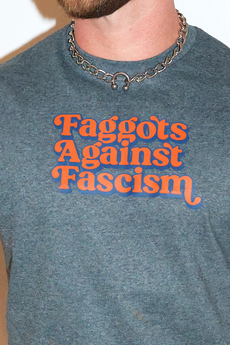 Faggots Against Fascism Tee-Dark Charcoal