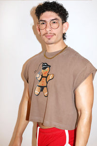 Dom Gingerbread Daddy Vintage Oversized Cutoff Crop Tee-Tan