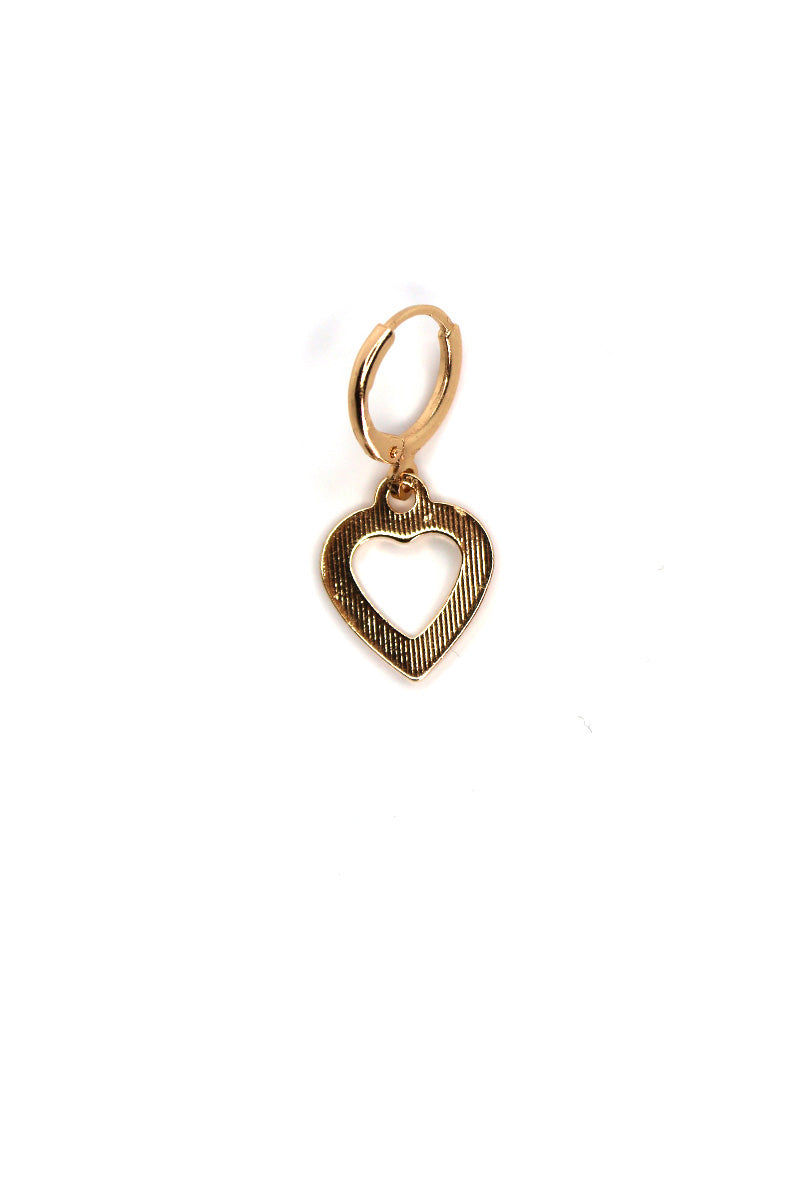 Plated Heart Single Earring - Gold