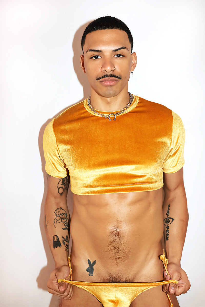 Velvet Extreme Crop Tee- Gold