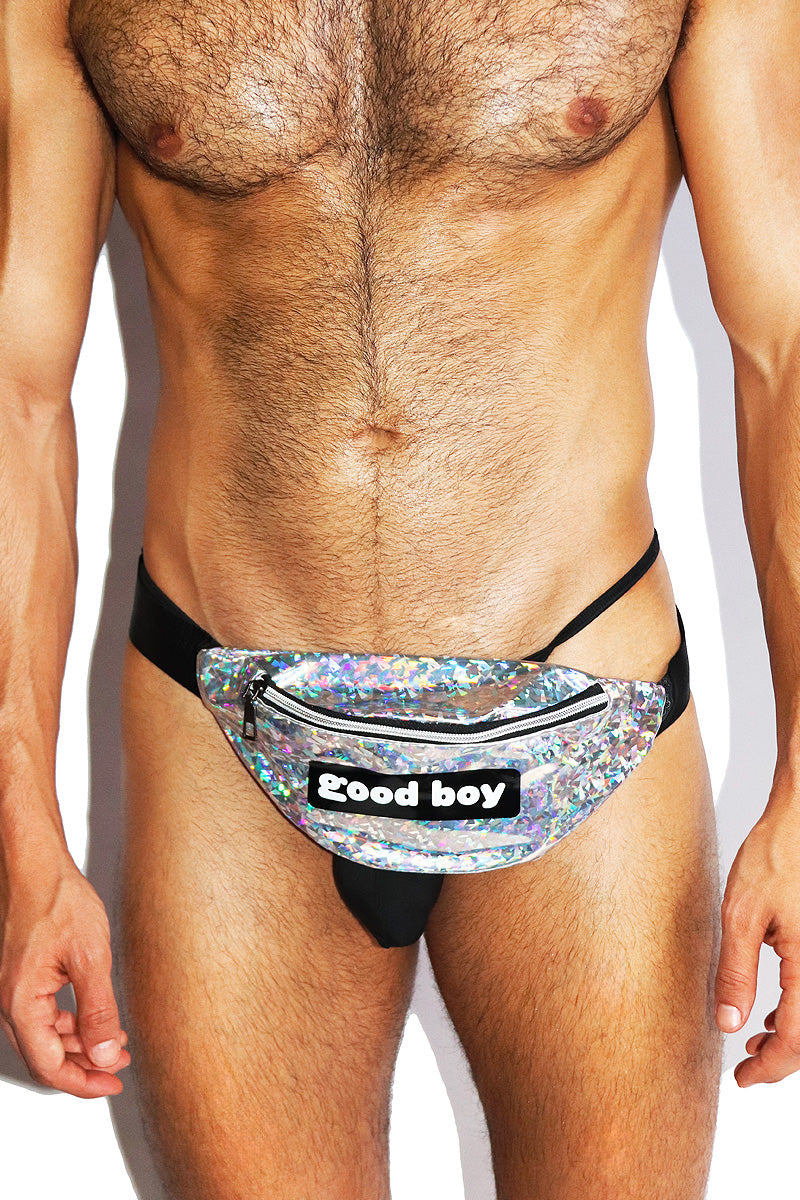 Good Boy Holgraphic Fanny Pack Bum Bag-Silver