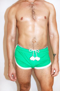 Elf Pom Pom Shorty Running Shorts- Green
