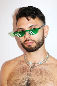 Pixel Shield Sunglasses – Neon Green