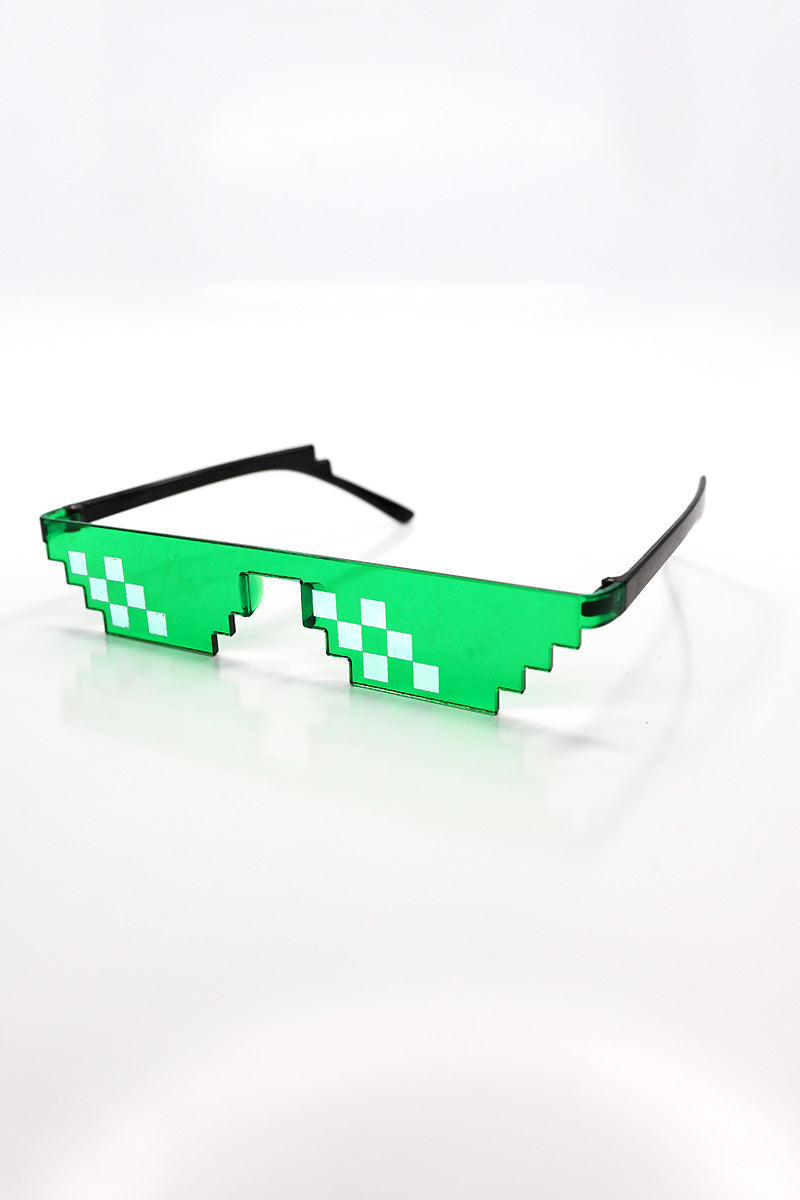 Pixel Shield Sunglasses – Neon Green