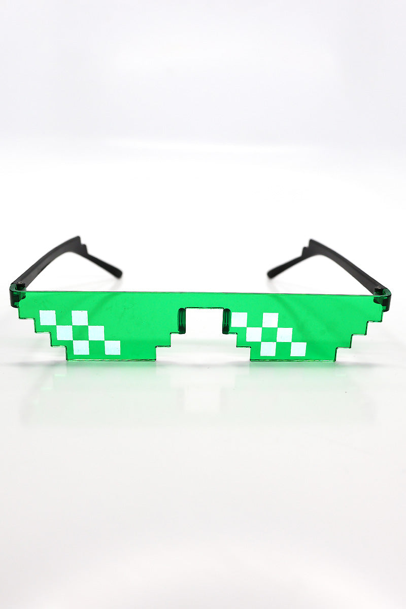Pixel Shield Sunglasses – Neon Green