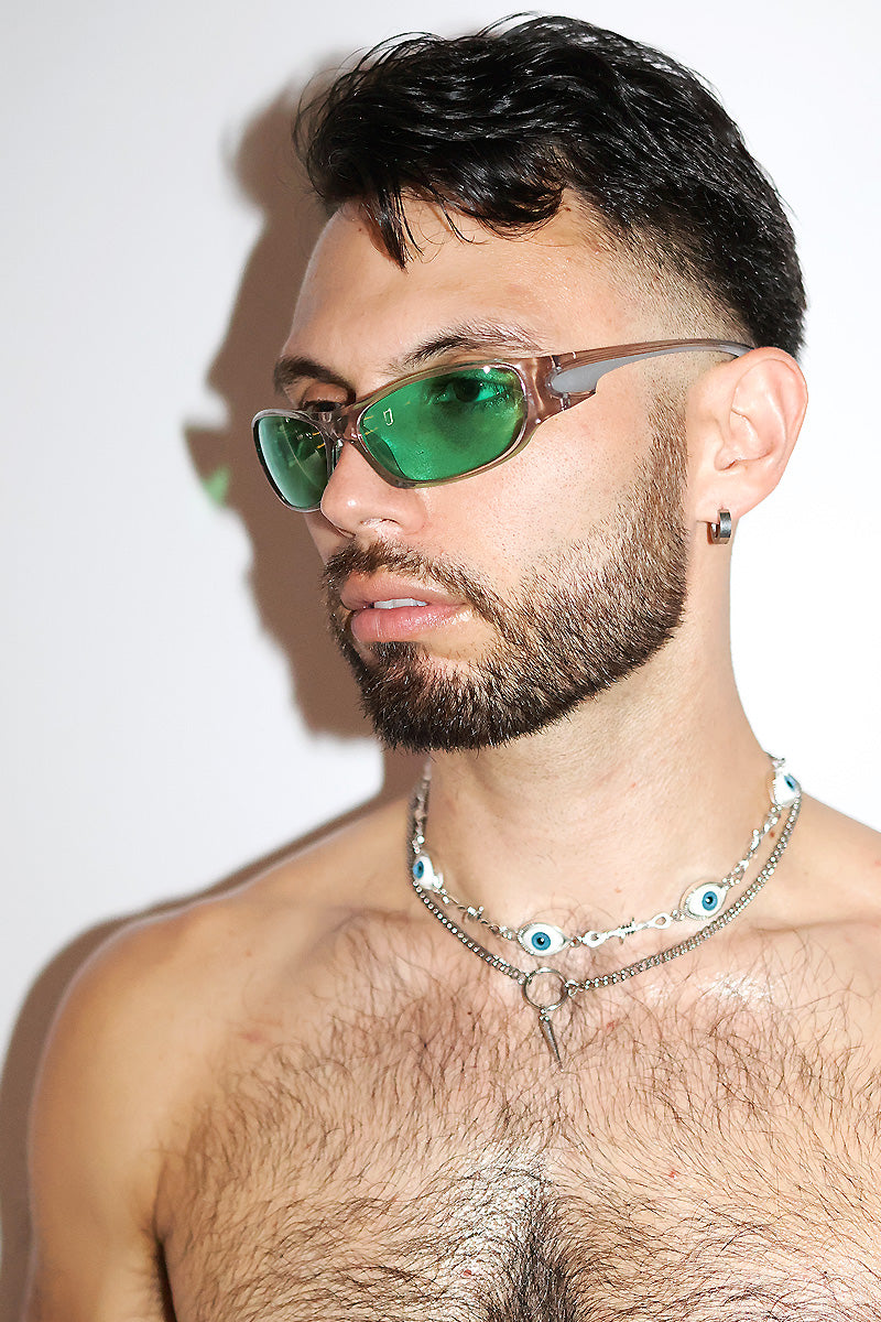 Slim Rectangle Sunglasses – Green