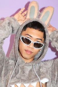 Laboyboy Furry Monster Hoodie Strap Thong Bodysuit- Stormy