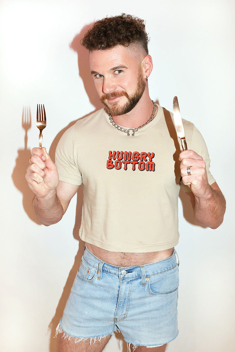 Hungry Bottom Crop Tee- Tan